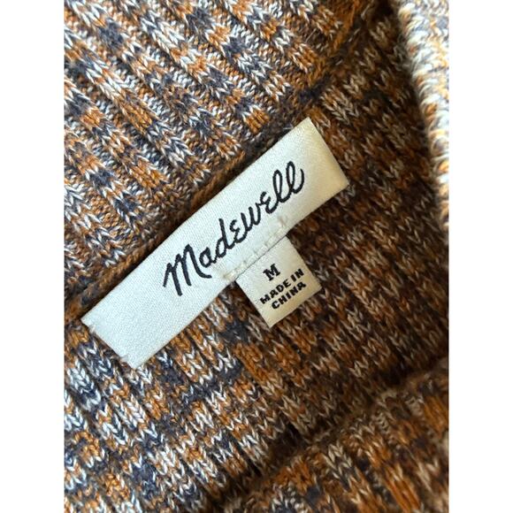 Madewell Ribbed Knit Fitted Dress in Marbled Brown Size Medium - Picture 6 of 7